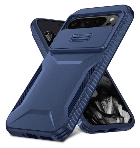 Google Pixel 10 Pro XL/9 Pro XL Hoesje Camera Slider Back Cover Shockproof Blauw afbeelding 2