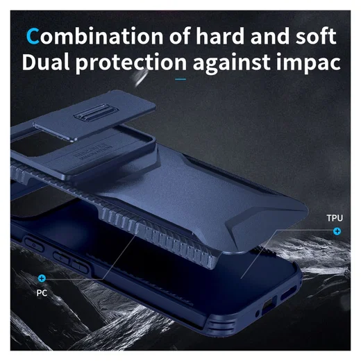 Google Pixel 10 Pro XL/9 Pro XL Hoesje Camera Slider Back Cover Shockproof Blauw afbeelding 4