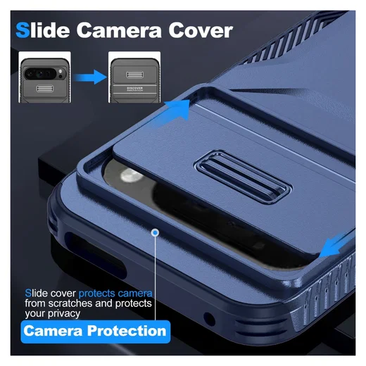 Google Pixel 10 Pro XL/9 Pro XL Hoesje Camera Slider Back Cover Shockproof Blauw afbeelding 7