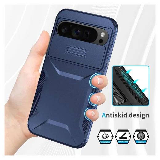 Google Pixel 10 Pro XL/9 Pro XL Hoesje Camera Slider Back Cover Shockproof Blauw afbeelding 8