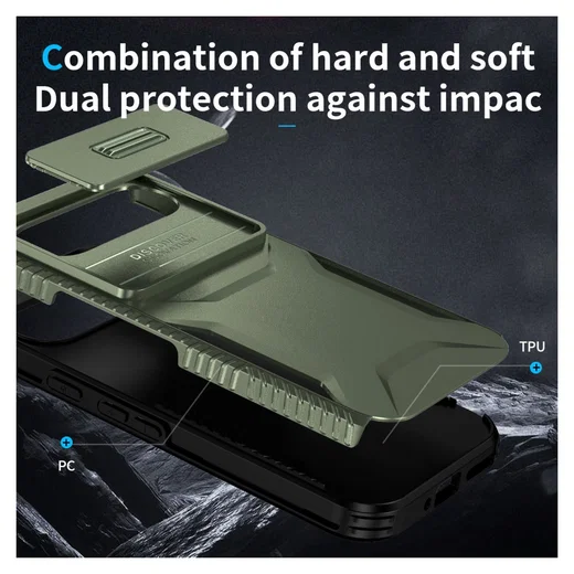 Google Pixel 10 Pro / 9 Pro Hoesje Camera Slider Back Cover Schokbestendig Groen afbeelding 10