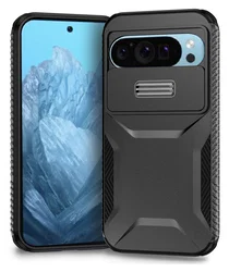 Googl Pixel 10 Pro / 9 Pro Hoesje Camera Slider Back Cover Schokbestendig Zwart afbeelding