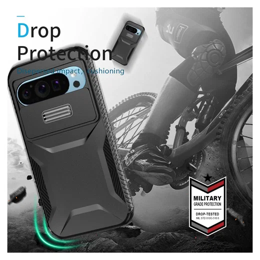 Googl Pixel 10 Pro / 9 Pro Hoesje Camera Slider Back Cover Schokbestendig Zwart afbeelding 5
