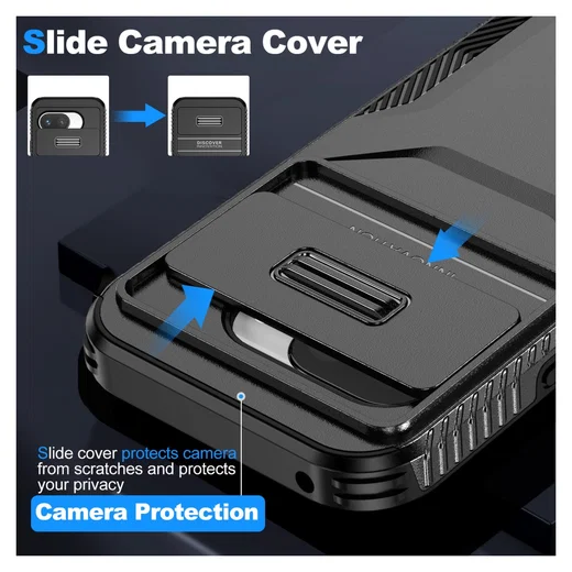 Google Pixel 9a Hoesje Camera Slider Back Cover Schokbestendig Zwart afbeelding 4