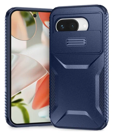 Google Pixel 9a Hoesje Camera Slider Back Cover Schokbestendig Blauw afbeelding 1