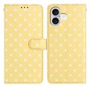 Apple iPhone 16 Hoesje Portemonnee Book Case Polka Dot Geel