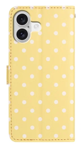 Apple iPhone 16 Hoesje Portemonnee Book Case Polka Dot Geel afbeelding 6
