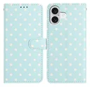 Apple iPhone 16 Hoesje Portemonnee Book Case Polka Dot Blauw