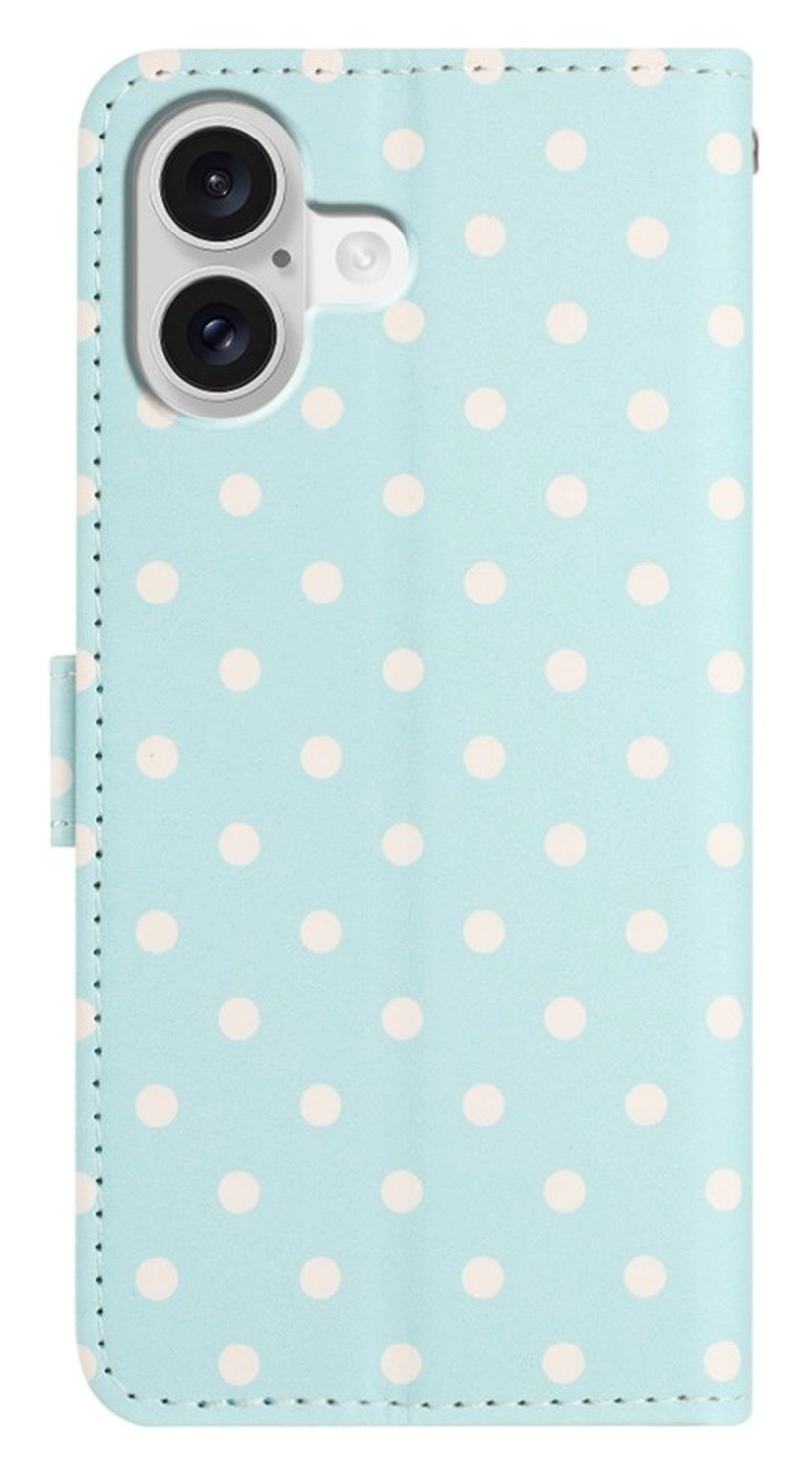 Apple iPhone 16 Hoesje Portemonnee Book Case Polka Dot Blauw afbeelding 9