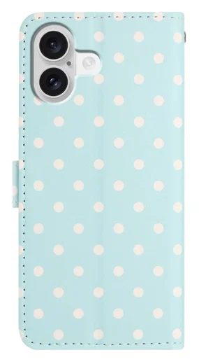 Apple iPhone 16 Hoesje Portemonnee Book Case Polka Dot Blauw afbeelding 9