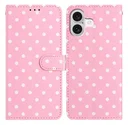 Apple iPhone 16 Hoesje Portemonnee Book Case Polka Dot Roze