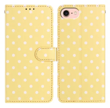Apple iPhone 17e / 16e Hoesje Portemonnee Book Case Polka Dot Geel