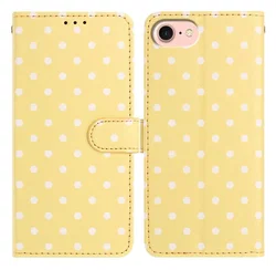 Apple iPhone 17e / 16e Hoesje Portemonnee Book Case Polka Dot Geel afbeelding