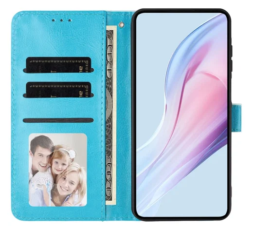 Apple iPhone 17e / 16e Hoesje Portemonnee Book Case Polka Dot Blauw afbeelding 13
