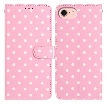 Apple iPhone 17e / 16e Hoesje Portemonnee Book Case Polka Dot Roze