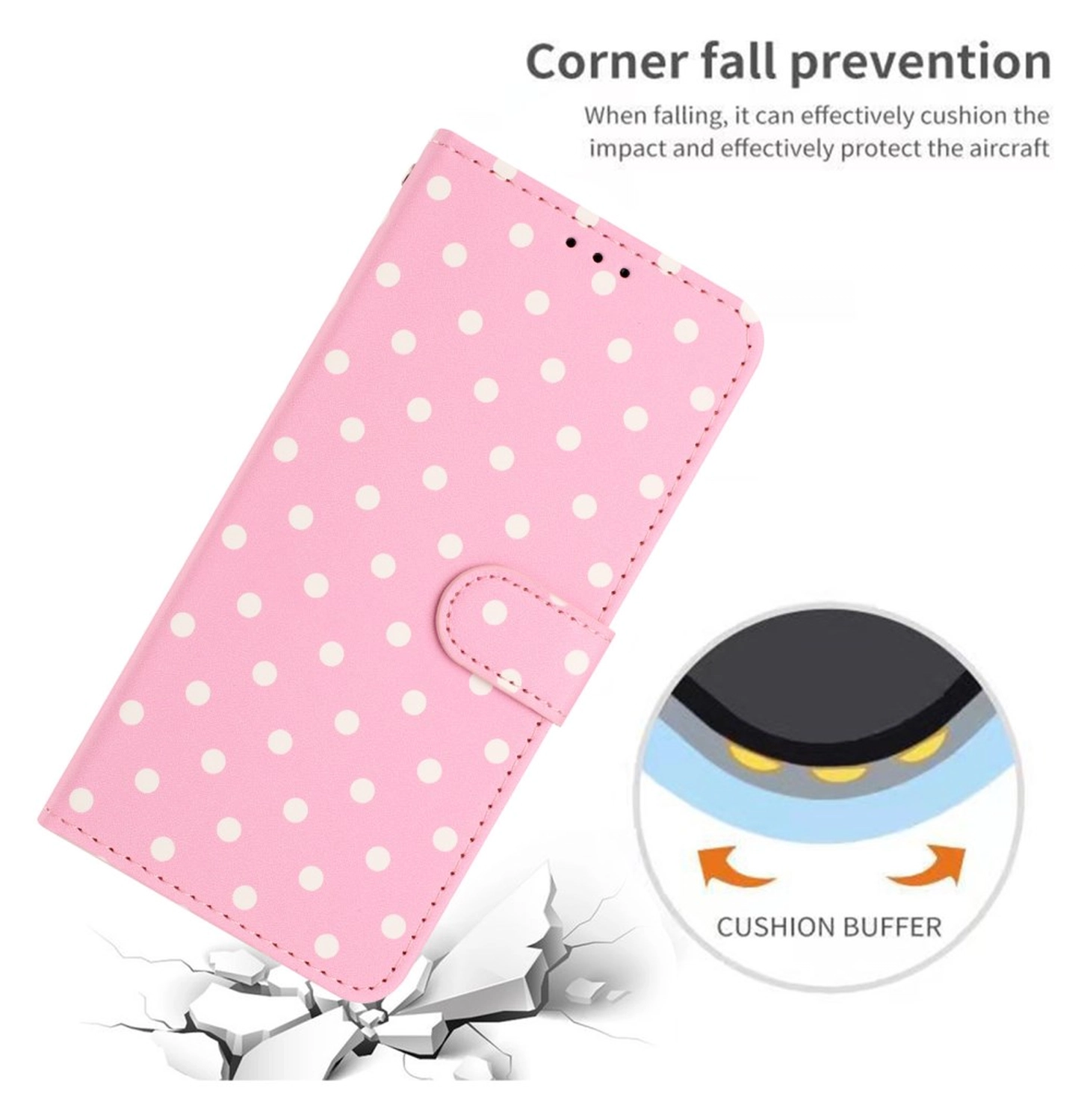 Apple iPhone 17e / 16e Hoesje Portemonnee Book Case Polka Dot Roze afbeelding 9