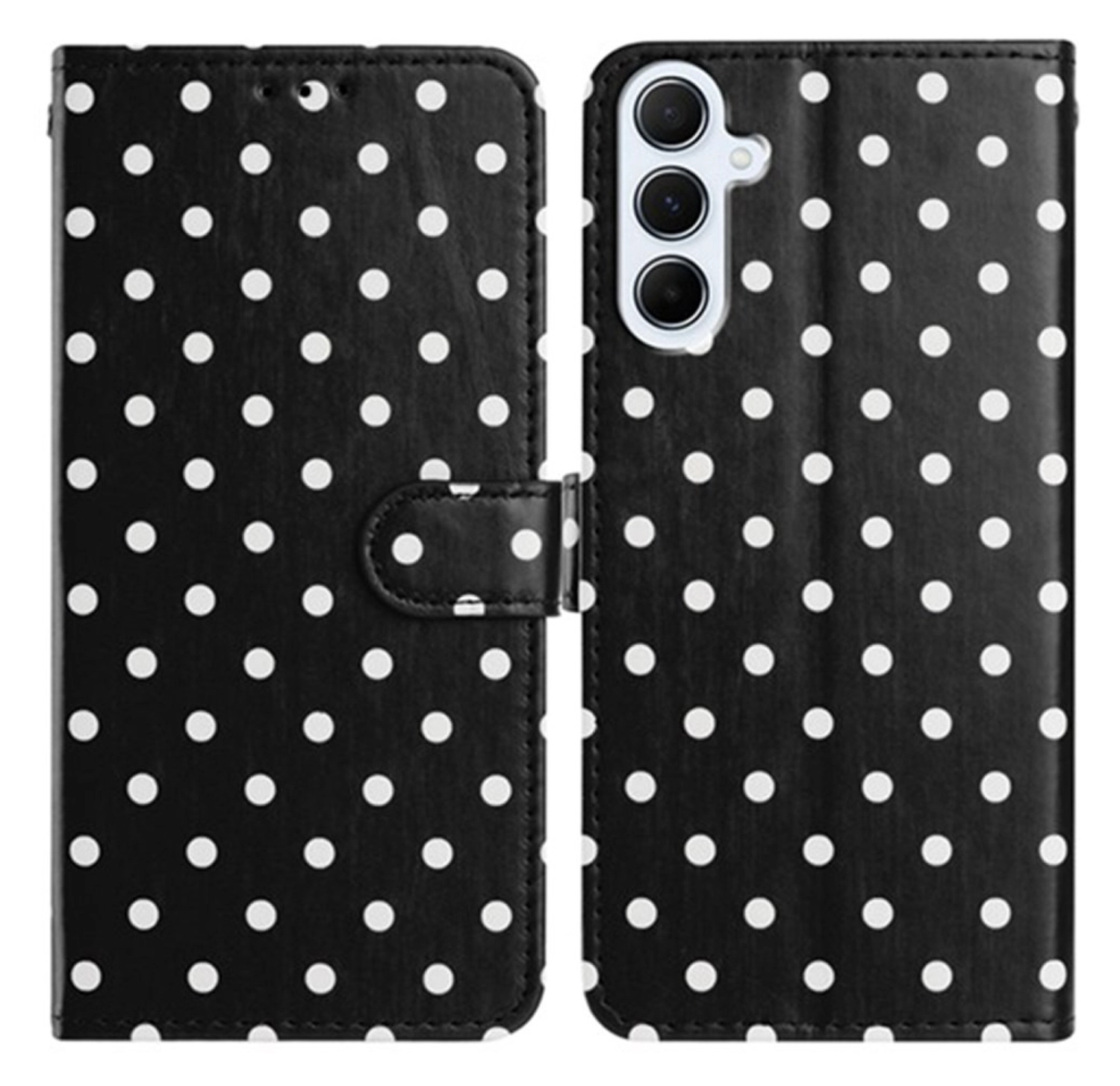 Samsung Galaxy A56 Hoesje Portemonnee Book Case Polka Dot Zwart afbeelding 1