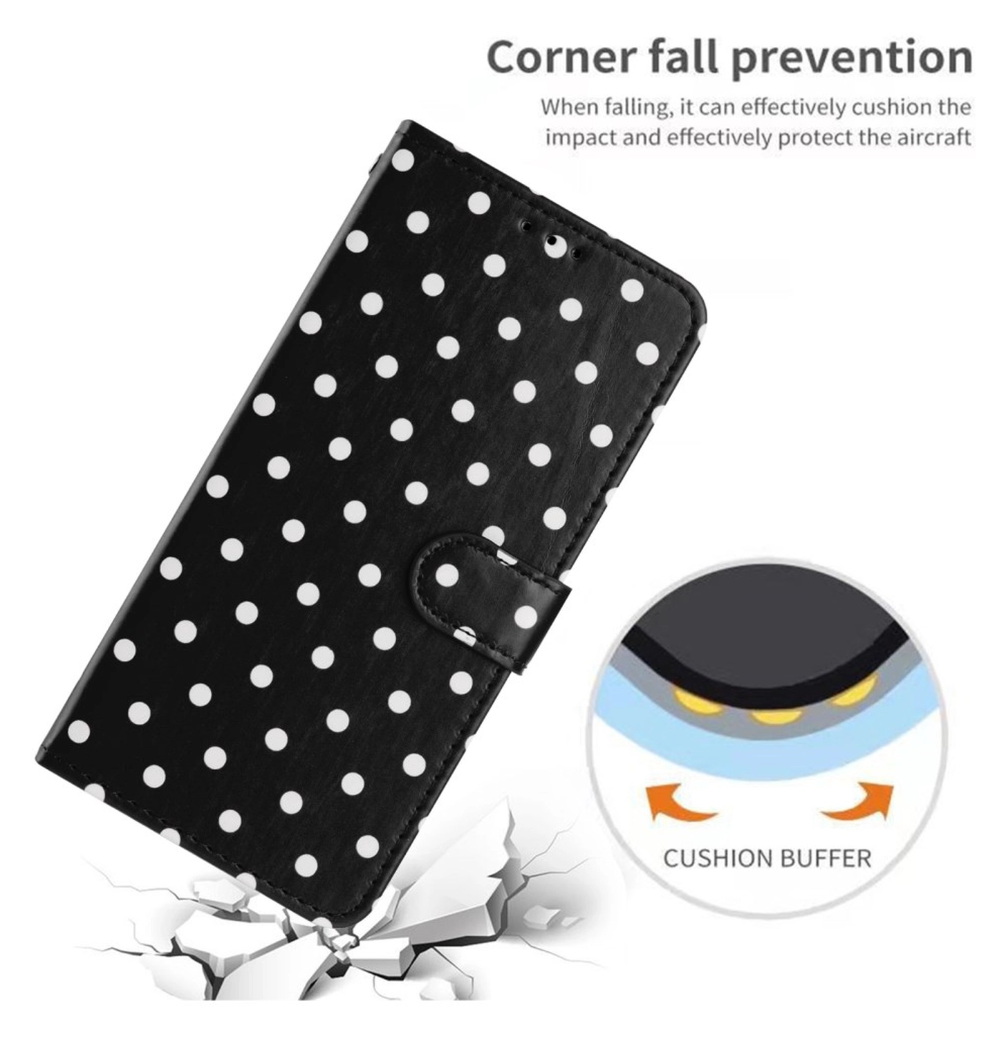 Samsung Galaxy A56 Hoesje Portemonnee Book Case Polka Dot Zwart afbeelding 6