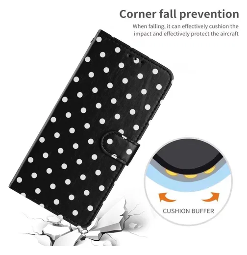 Samsung Galaxy A56 Hoesje Portemonnee Book Case Polka Dot Zwart afbeelding 6