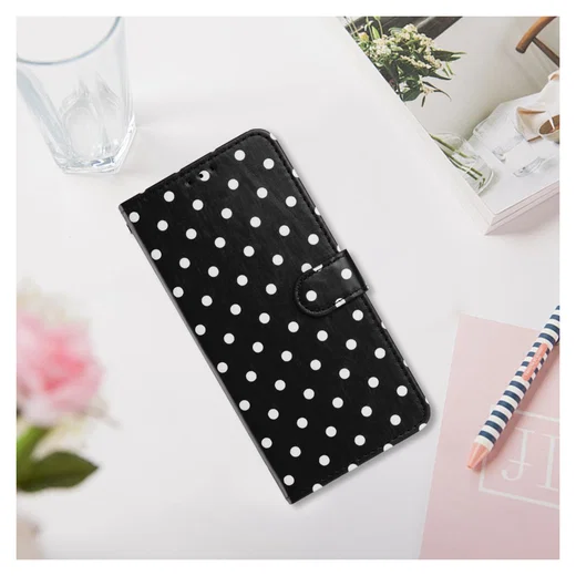 Samsung Galaxy A56 Hoesje Portemonnee Book Case Polka Dot Zwart afbeelding 9