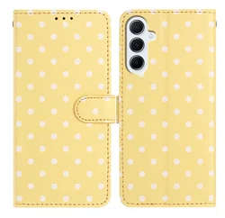 Samsung Galaxy A56 Hoesje Portemonnee Book Case Polka Dot Geel afbeelding