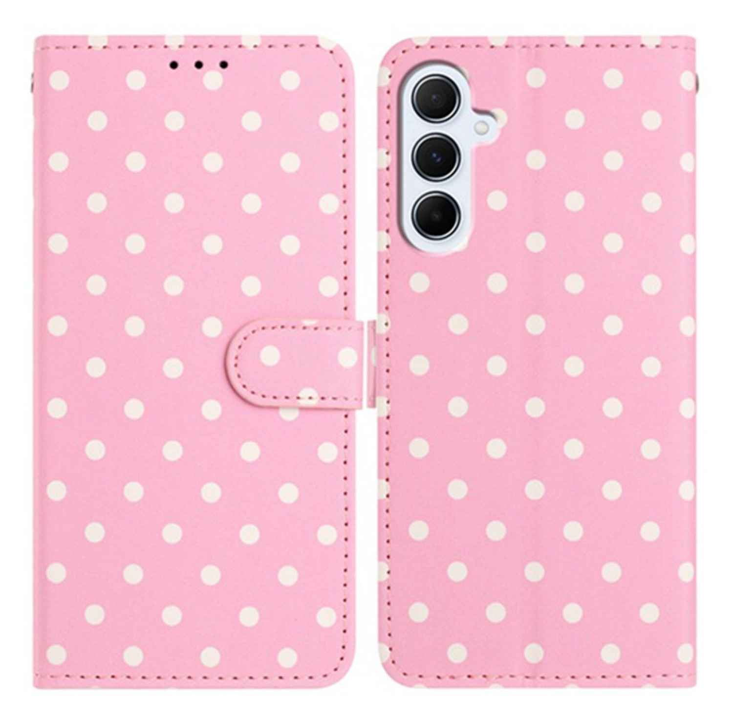 Samsung Galaxy A56 Hoesje Portemonnee Book Case Polka Dot Roze afbeelding 1