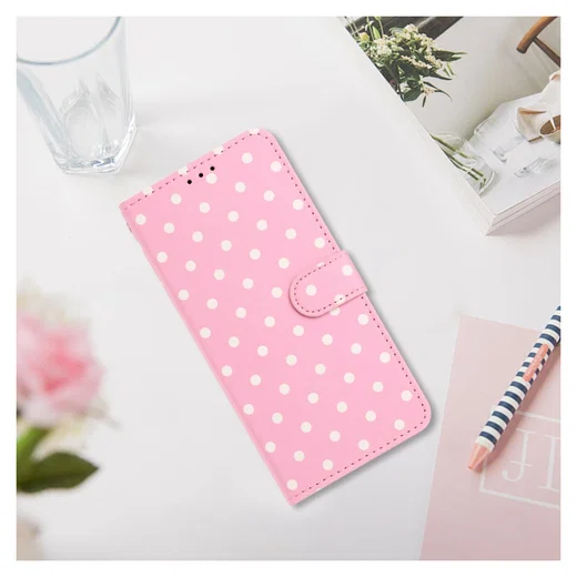 Samsung Galaxy A56 Hoesje Portemonnee Book Case Polka Dot Roze afbeelding 10