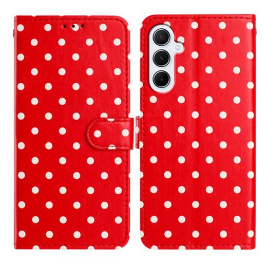 Samsung Galaxy A56 Hoesje Portemonnee Book Case Polka Dot Rood afbeelding 1