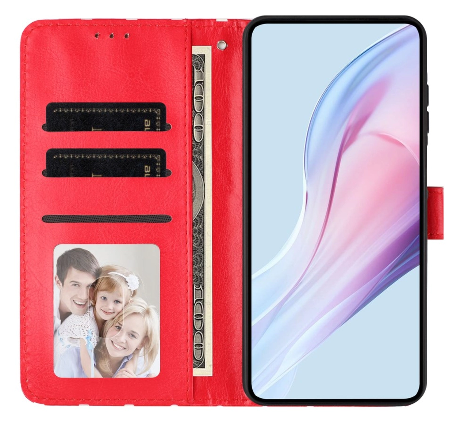 Samsung Galaxy A56 Hoesje Portemonnee Book Case Polka Dot Rood afbeelding 13