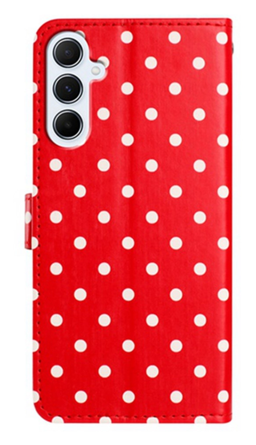 Samsung Galaxy A56 Hoesje Portemonnee Book Case Polka Dot Rood afbeelding 6