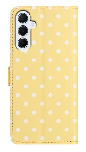 Samsung Galaxy A55 Hoesje Portemonnee Book Case Polka Dot Geel afbeelding 6