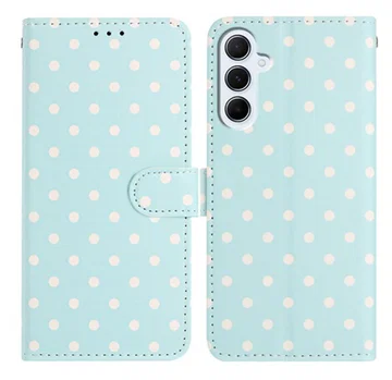 Samsung Galaxy A55 Hoesje Portemonnee Book Case Polka Dot Blauw