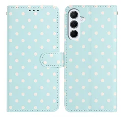 Samsung Galaxy A55 Hoesje Portemonnee Book Case Polka Dot Blauw afbeelding