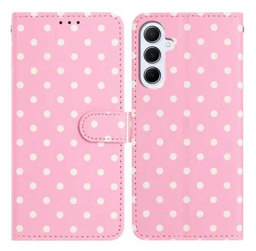 Samsung Galaxy A55 Hoesje Portemonnee Book Case Polka Dot Roze afbeelding 1