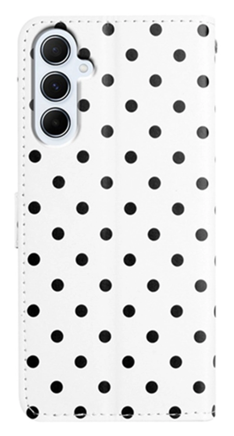 Samsung Galaxy A55 Hoesje Portemonnee Book Case Polka Dot Wit afbeelding 6