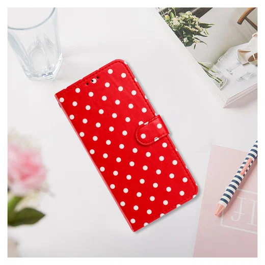 Samsung Galaxy A55 Hoesje Portemonnee Book Case Polka Dot Rood afbeelding 10