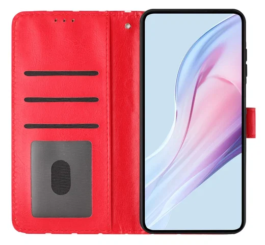 Samsung Galaxy A55 Hoesje Portemonnee Book Case Polka Dot Rood afbeelding 4