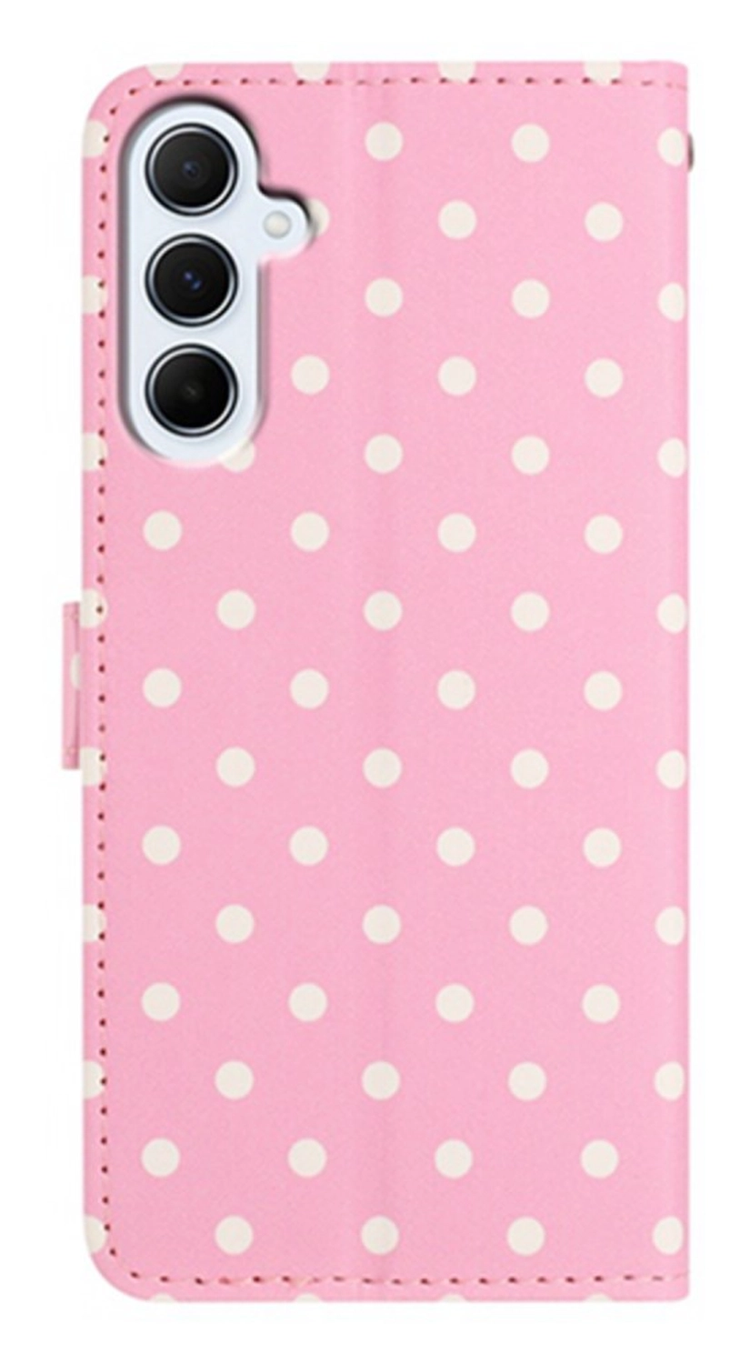 Samsung Galaxy A35 Hoesje Portemonnee Book Case Polka Dot Roze afbeelding 6
