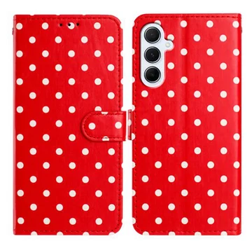 Samsung Galaxy A35 Hoesje Portemonnee Book Case Polka Dot Rood