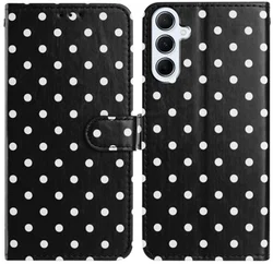 Samsung Galaxy A16 Hoesje Portemonnee Book Case Polka Dot Zwart afbeelding