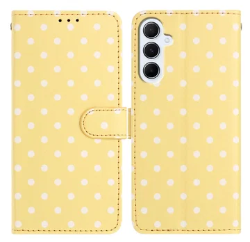 Samsung Galaxy S25 FE Hoesje Portemonnee Book Case Polka Dot Geel