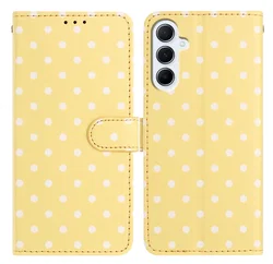 Samsung Galaxy S25 FE Hoesje Portemonnee Book Case Polka Dot Geel afbeelding