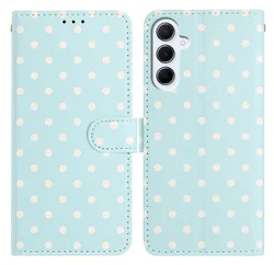 Samsung Galaxy S25 FE Hoesje Portemonnee Book Case Polka Dot Blauw afbeelding