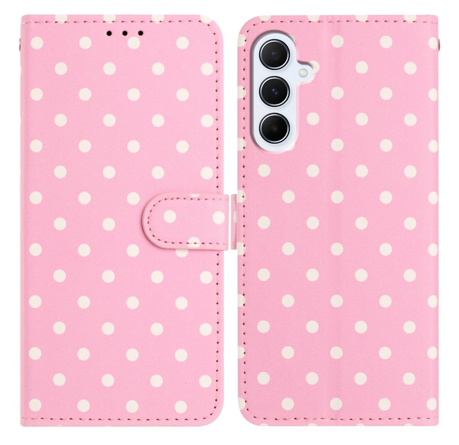 Samsung Galaxy S25 FE Hoesje Portemonnee Book Case Polka Dot Roze afbeelding 1