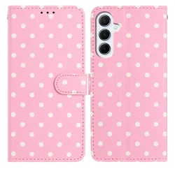 Samsung Galaxy S25 FE Hoesje Portemonnee Book Case Polka Dot Roze afbeelding