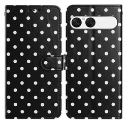 Sony Xperia 10 VII Hoesje Portemonnee Book Case Polka Dot Zwart afbeelding