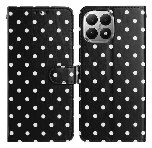 Xiaomi 15T Hoesje Portemonnee Book Case Polka Dot Zwart afbeelding 1