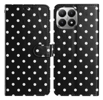 Xiaomi 15T Hoesje Portemonnee Book Case Polka Dot Zwart