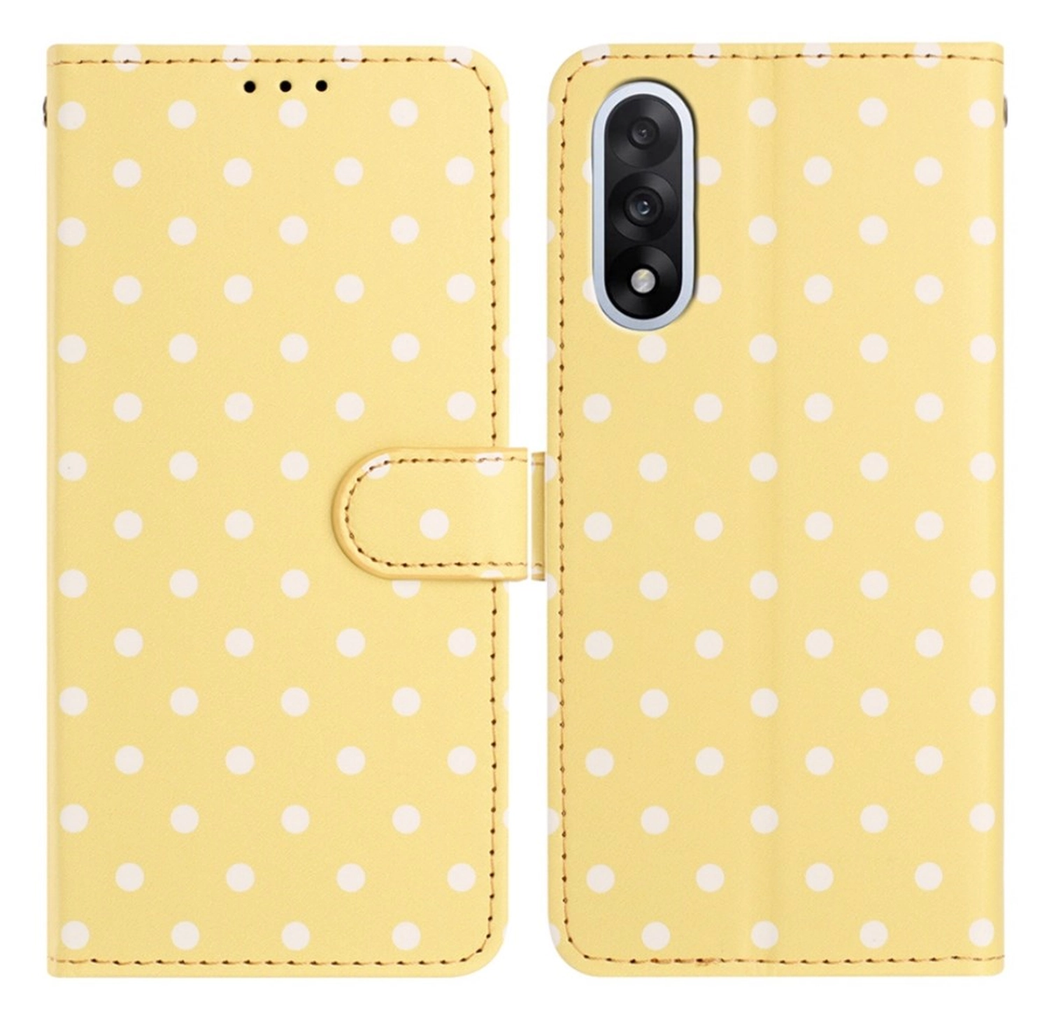 OnePlus Nord 5 Hoesje Portemonnee Book Case Polka Dot Geel afbeelding 1