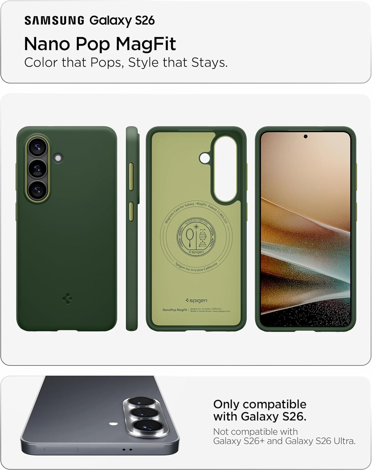 Spigen Nano Pop MagFit Samsung Galaxy S26 Ultra Hoesje MagSafe Back Cover Groen afbeelding 4